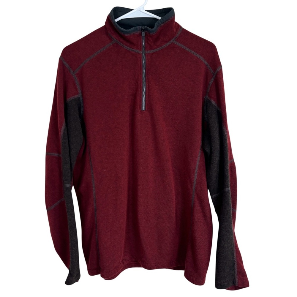 Kuhl Sweatshirt Men’s Large Pullover Shirt Revel Lightweight 1/4 Zip Red & Gray